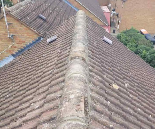 This is a photo of a roof ridge that has just been re-bedded, work carried out by ATY Roofing Mexborough